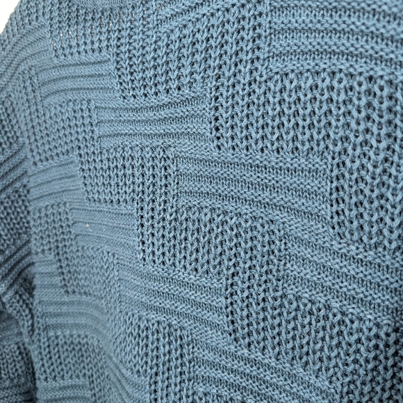 Vintage Woods & Gray Dark Teal Patterned Knit Turtle Neck Women Large Oversized - Picture 5 of 10